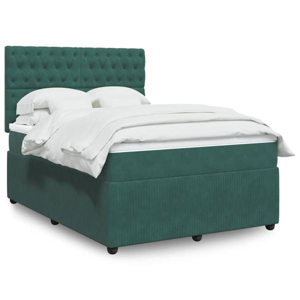 ARDEBO.de - Boxspringbett mit Matratze Dunkelgrün 160x200 cm Samt