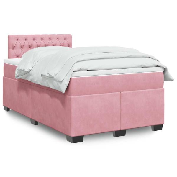 ARDEBO.de - Boxspringbett mit Matratze Rosa 120x190 cm Samt