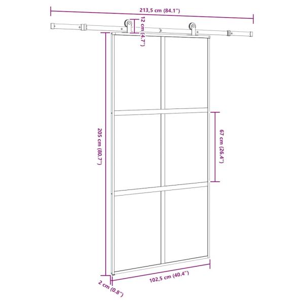 Schiebetür mit Beschlag 102,5x205 cm Hartglas & Aluminium