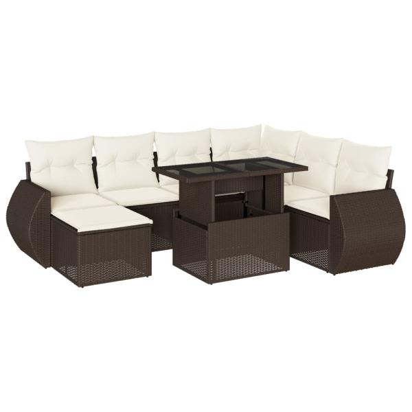 ARDEBO.de - 8-tlg. Garten-Sofagarnitur mit Kissen Braun Poly Rattan