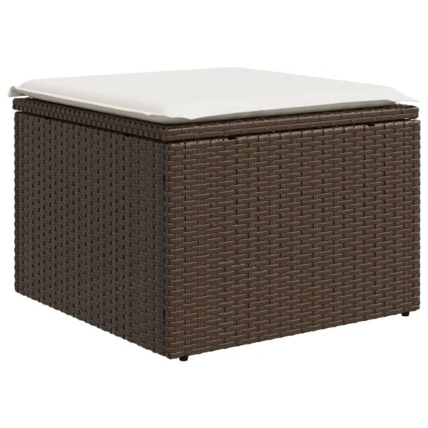 7-tlg. Garten-Sofagarnitur mit Kissen Braun Poly Rattan