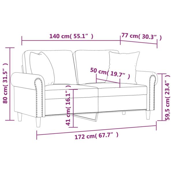 ARDEBO.de - 2-Sitzer-Sofa mit Zierkissen Rosa 140 cm Samt