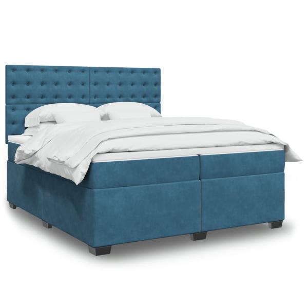 ARDEBO.de - Boxspringbett mit Matratze Blau 200x200 cm Samt
