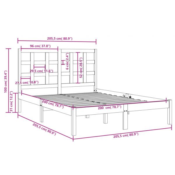 Massivholzbett Honigbraun 200x200 cm
