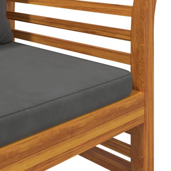 Sofabank mit Dunkelgrauen Kissen Massivholz Akazie 