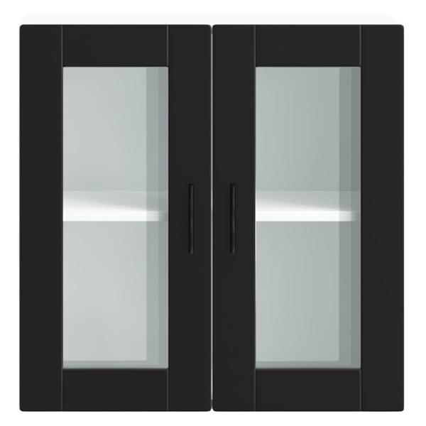 Küchen-Hängeschrank mit Glastür Porto Schwarz