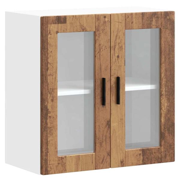 ARDEBO.de - Küchen-Hängeschrank mit Glastür Porto Altholz-Optik