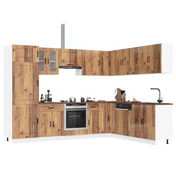 ARDEBO.de - 14-tlg. Küchenschrank-Set Kalmar Altholz-Optik Holzwerkstoff
