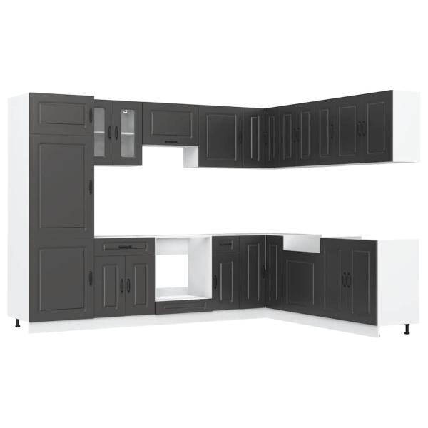 14-tlg. Küchenschrank-Set Kalmar Schwarz Holzwerkstoff