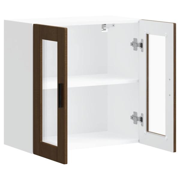 Küchen-Hängeschrank mit Glastür Porto Braun Eichen-Optik