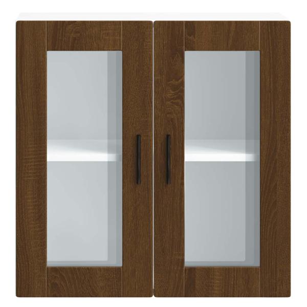 Küchen-Hängeschrank mit Glastür Porto Braun Eichen-Optik