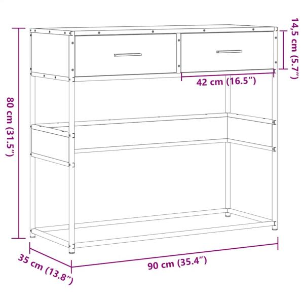 Konsolentisch Räuchereiche 90x35x80 cm Holzwerkstoff