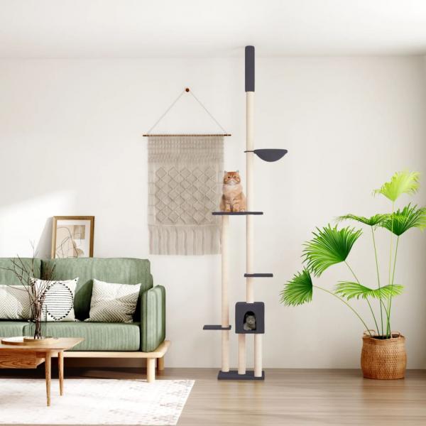 ARDEBO.de - Kratzbaum Deckenhoch Dunkelgrau 258,5-284,5 cm
