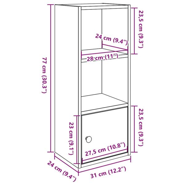 Bücherregal Weiß 31x24x77 cm Holzwerkstoff