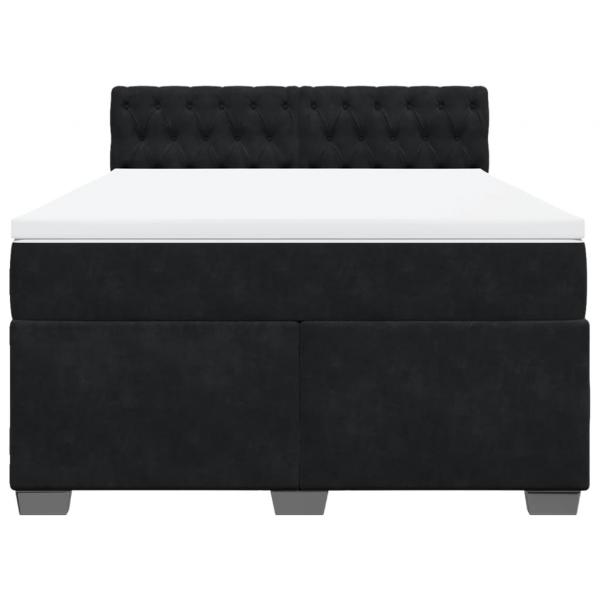 Boxspringbett mit Matratze Schwarz 140x190 cm Samt