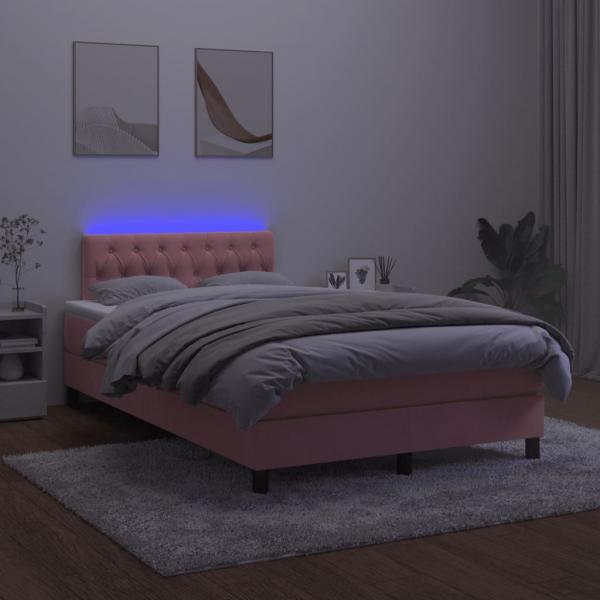 Boxspringbett mit Matratze & LED Rosa 120x200 cm Samt
