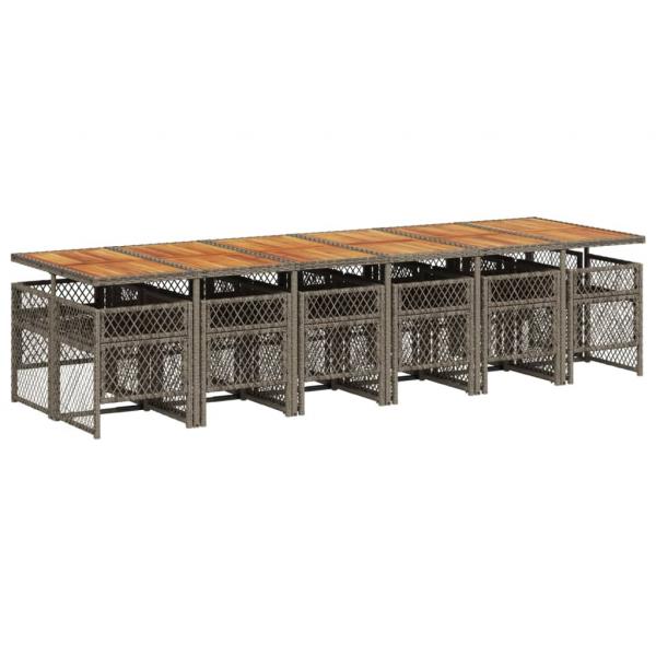 13-tlg. Garten-Essgruppe mit Kissen Grau Poly Rattan