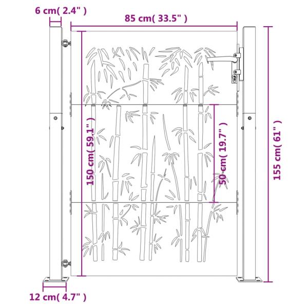 Gartentor 105x155 cm Cortenstahl Bambus-Design