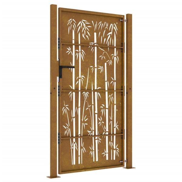 Gartentor 105x205 cm Cortenstahl Bambus-Design