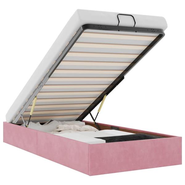 Ottoman-Bett ohne Matratze Rosa 90x200 cm Samt