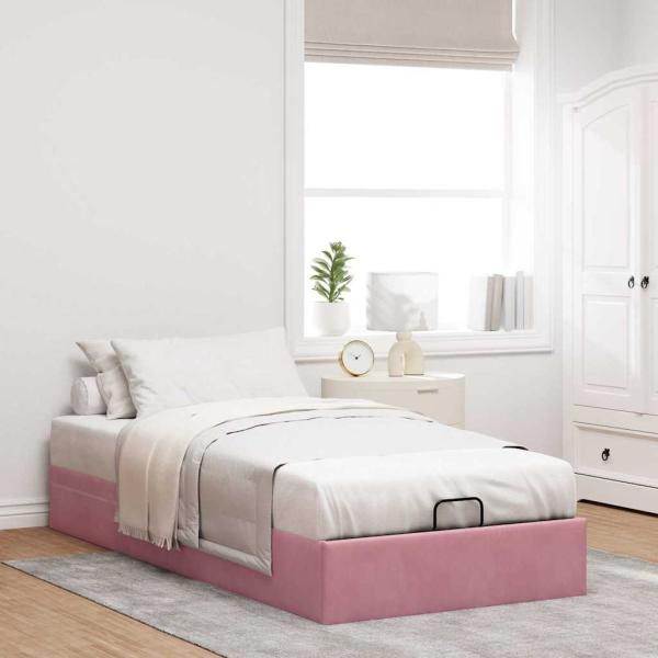 Ottoman-Bett ohne Matratze Rosa 90x200 cm Samt