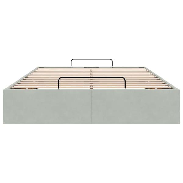 ARDEBO.de - Ottoman-Bett ohne Matratze Hellgrau 120x190 cm Samt