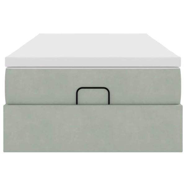 Ottoman-Bett mit Matratze Hellgrau 100x200 cm Samt