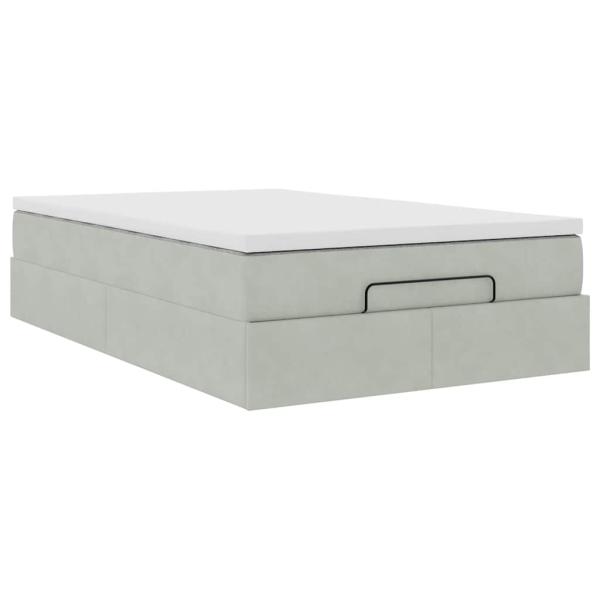 Ottoman-Bett mit Matratze Hellgrau 120x190 cm Samt