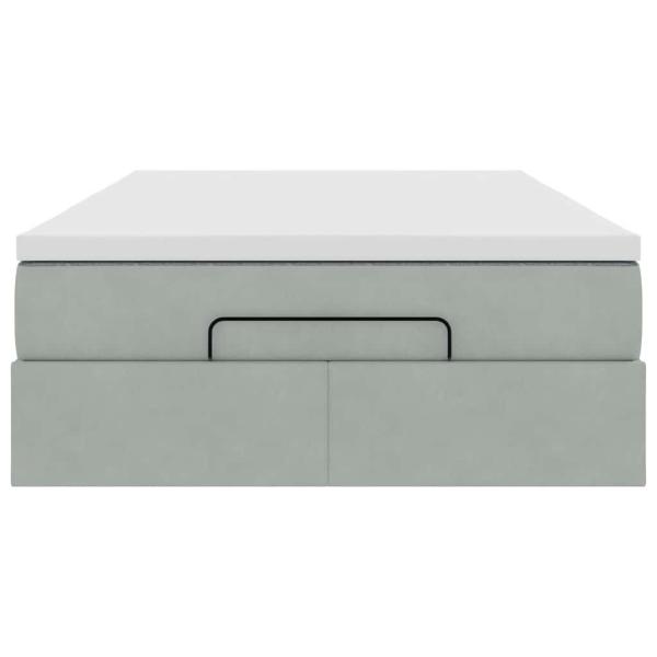 Ottoman-Bett mit Matratze Hellgrau 120x190 cm Samt