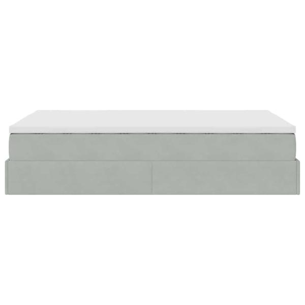 Ottoman-Bett mit Matratze Hellgrau 120x190 cm Samt