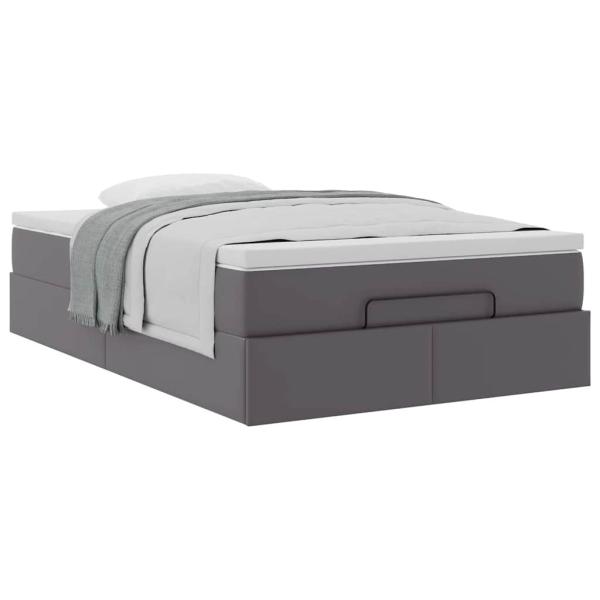 Ottoman-Bett mit Matratze Grau 120x200 cm Kunstleder