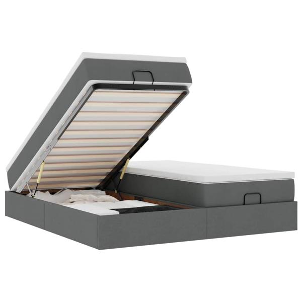 Ottoman-Bett mit Matratzen Dunkelgrau 180x200 cm Stoff