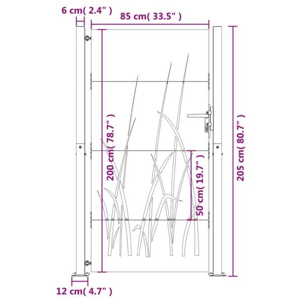 Gartentor 105x205 cm Cortenstahl Gras-Design