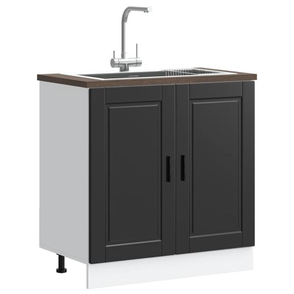 ARDEBO.de - Spülenunterschrank Porto Schwarz 80x46x81,5 cm Holzwerkstoff