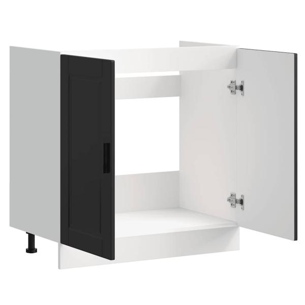 Spülenunterschrank Porto Schwarz 80x46x81,5 cm Holzwerkstoff