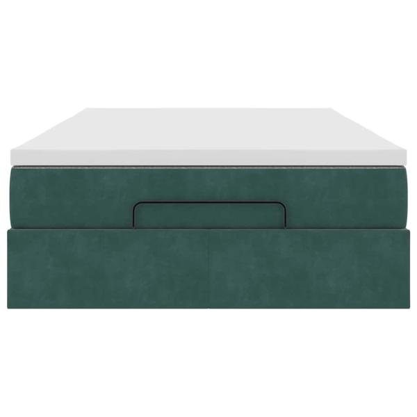 Ottoman-Bett mit Matratze Dunkelgrün 120x190 cm Samt