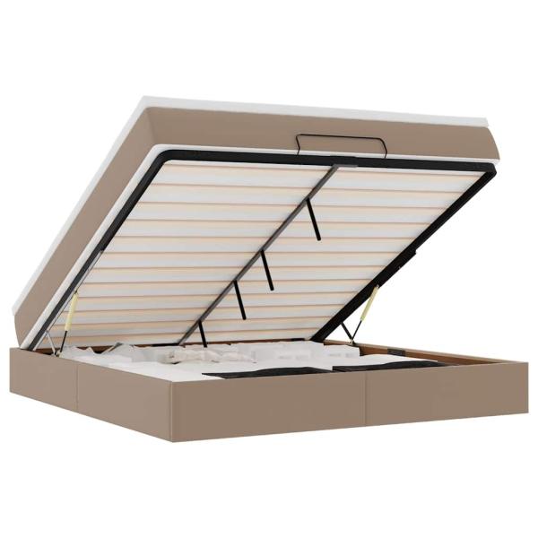 Ottoman-Bett mit Matratze Cappuccino-Braun 160x200cm Kunstleder