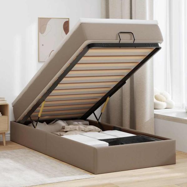 ARDEBO.de - Ottoman-Bett mit Matratze Cappuccino-Braun 100x200cm Kunstleder