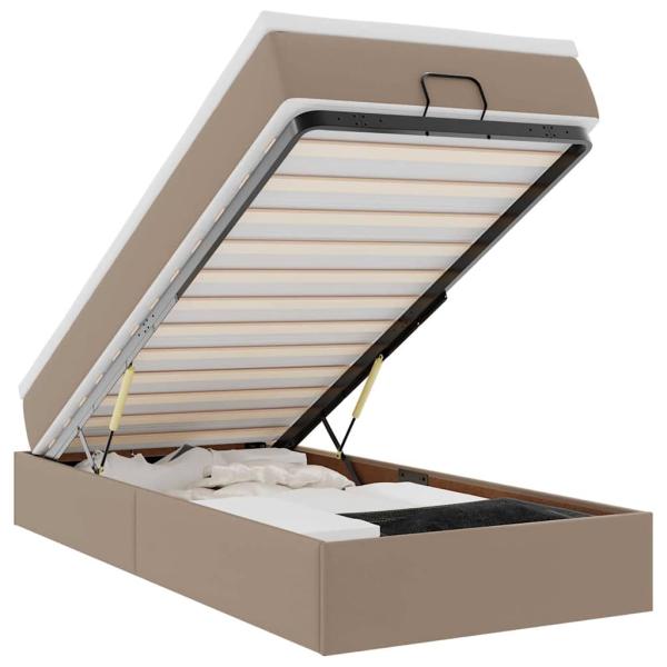 Ottoman-Bett mit Matratze Cappuccino-Braun 100x200cm Kunstleder