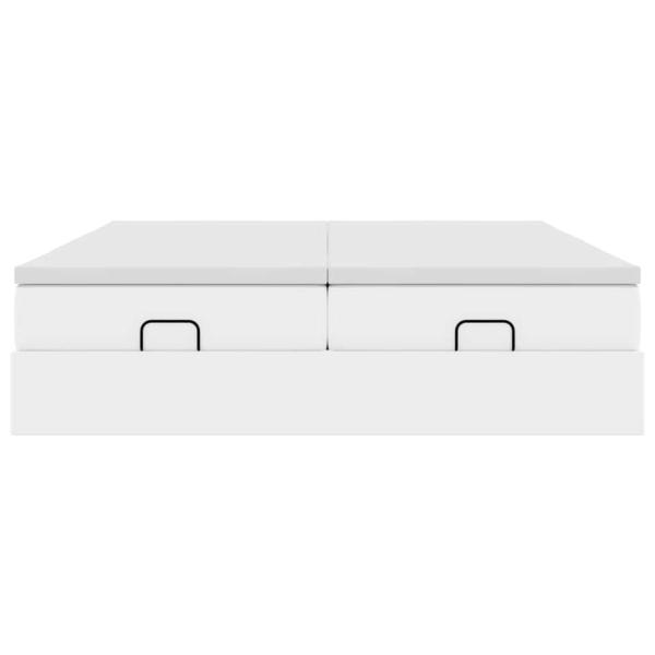 Ottoman-Bett mit Matratzen Weiß 200x200 cm Kunstleder