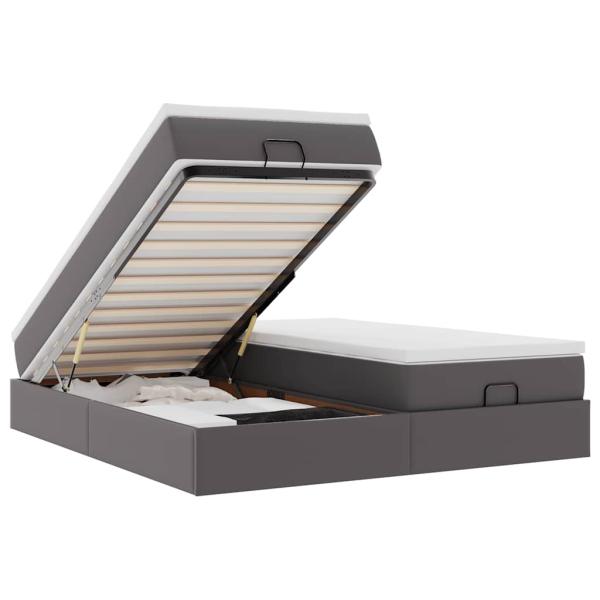 Ottoman-Bett mit Matratzen Grau 200x200 cm Kunstleder