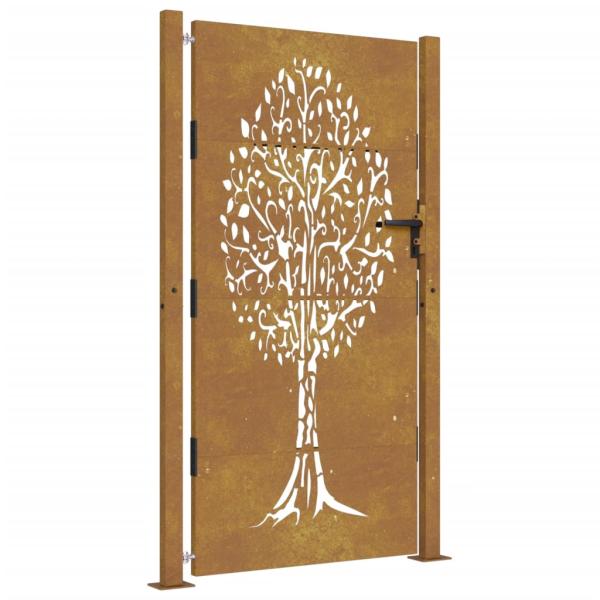 Gartentor 105x180 cm Cortenstahl Baum-Design
