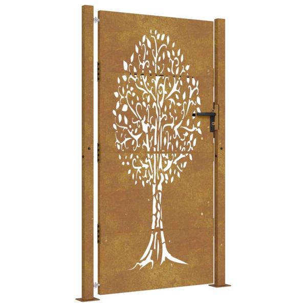Gartentor 105x180 cm Cortenstahl Baum-Design