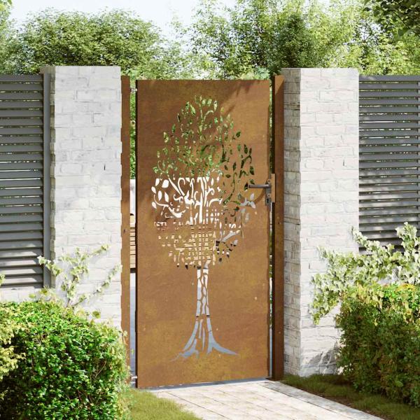 Gartentor 105x180 cm Cortenstahl Baum-Design