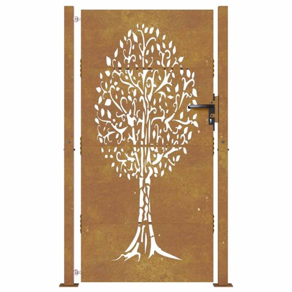Gartentor 105x180 cm Cortenstahl Baum-Design