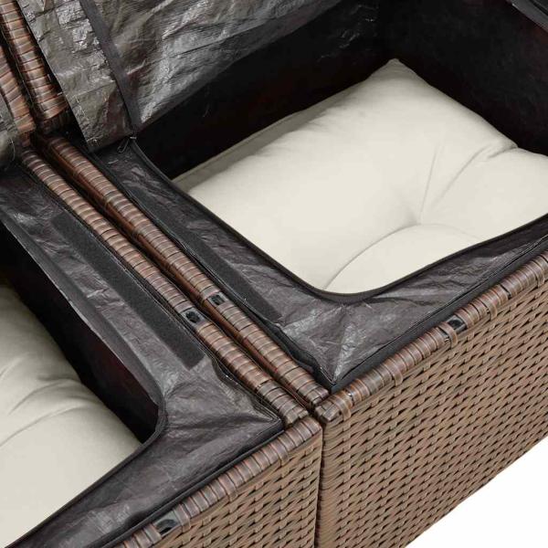 7-tlg. Garten-Sofagarnitur mit Kissen Braun Poly Rattan