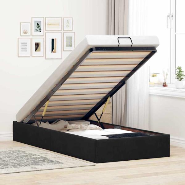 ARDEBO.de - Ottoman-Bett ohne Matratze Schwarz 80x200 cm Samt
