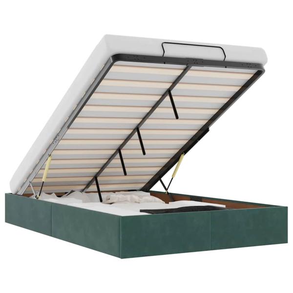 Ottoman-Bett ohne Matratze Dunkelgrün 120x190 cm Samt