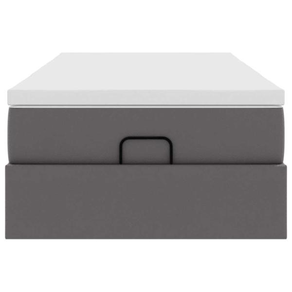 Ottoman-Bett mit Matratze Grau 100x200 cm Kunstleder