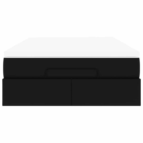 Ottoman-Bett mit Matratze Schwarz 120x190 cm Kunstleder